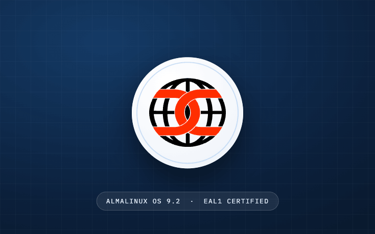 AlmaLinux OS 9.2 Common Criteria EAL1 certified badge
